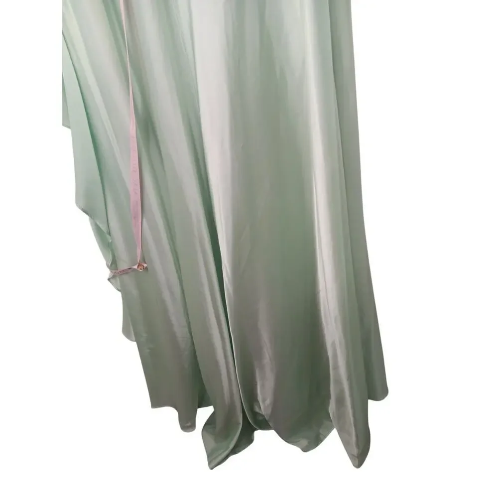 New with Tags Mac Duggal 67815 Ruffle Slit Dress 12 Mint Green Wedding Party